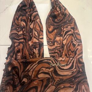 House of Sunny Copper Swirl halter top